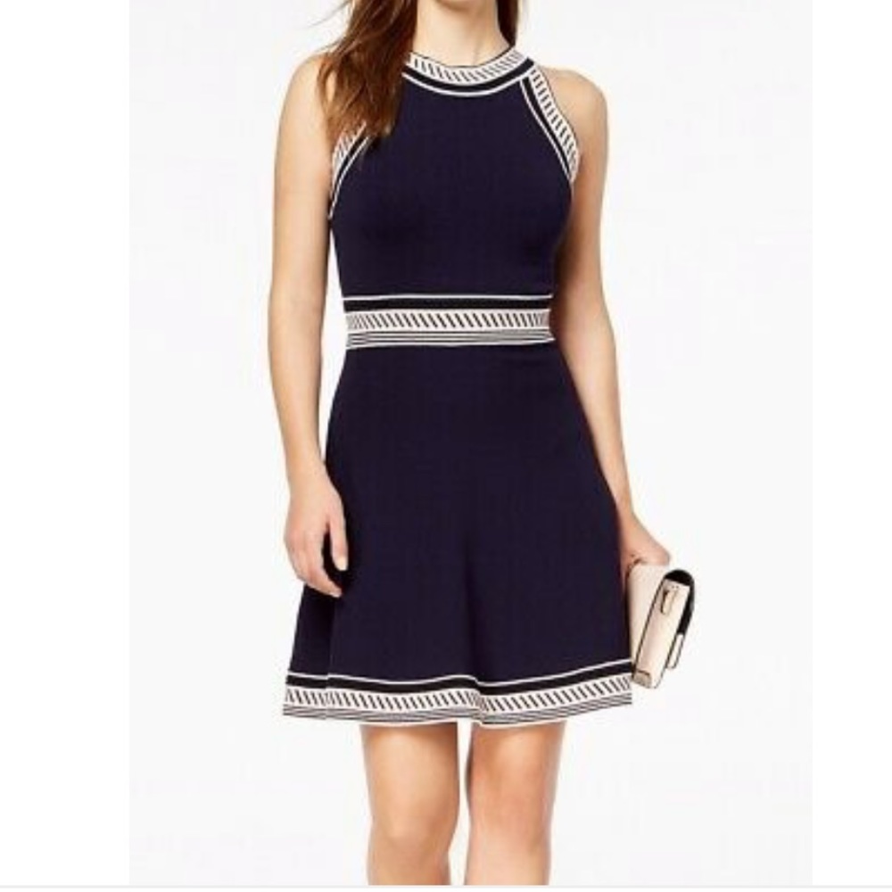 Vince Camuto Fit & Flare Halter Sweater Dress